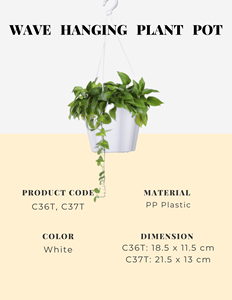 Macetas y jardineras de plástico con forma de onda, tamaños grandes y pequeños con acabado resistente, opciones colgantes y de escritorio - Product Image 4