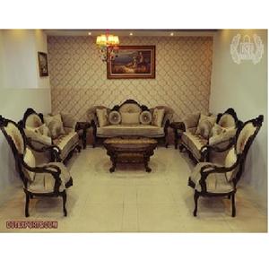 Conjunto de sofá de madera de teca tallada a mano, mueble de sala de estar con acabado clásico, color marrón - Product Image 1