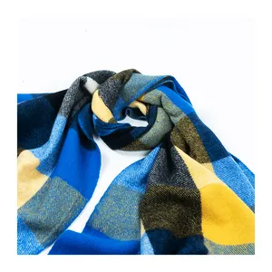 Online Best Selling Unisex Wear Scarf Thick Felted Cashmere Scarves With Check Box Plaid Pattern Muffler
