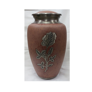 Urna de cremación de latón para adultos, urna conmemorativa de Metal, marrón y plata, rosa de latón/aluminio, para cenizas funerarias - Product Image 1