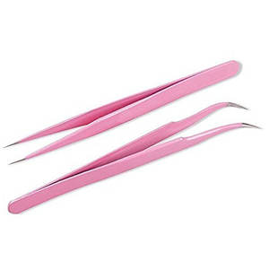 Best Selling 2022 New Arrival Custom LogoPink Color Stainless Steel Material <b>Eyelash</b> <b>Tweezer</b> Made in Pakistan - Product Image 1