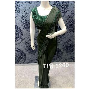 Sari brodé avec chemisier Vente en gros Torque Color Saree Party Wear Saree With Designer Surat Blouse Material Bollywood Indian Apparelgarment - Product Image 1