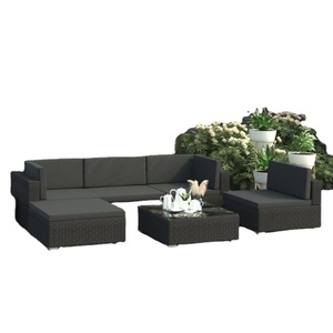 Juego de sofás de muebles de jardín modernos con/muebles de jardín de ratán de alto rendimiento, venta de vidrio de mimbre polivinílico de moda para exteriores DL - Product Image 6