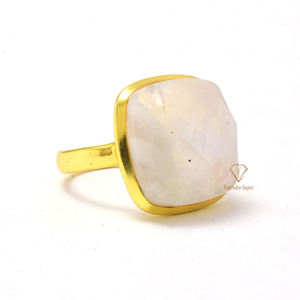 Haute qualité arc-en-ciel pierre de lune pierre précieuse 925 en argent Sterling cadeau bague Micron or lunette ensemble à la main mode grossiste anneaux - Product Image 2