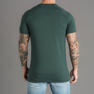180 GSM algodón liso Fit gimnasio Fitness camiseta para culturismo entrenamiento muscular-secado rápido y transpirable - Product Image 4