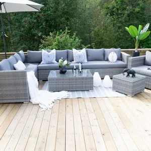 POLY WIKER/ RATTAN OUTDOOR SOFA GREY CUSHION 7CM FT LIGHT GREY COLOR SOFA 3SEATER AND ARMCHAIRS