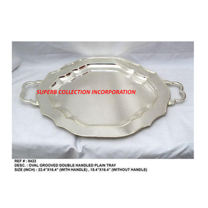 <b>Silver</b> Indian Wedding Tabletop Salad Decoration Serving Tray for Decor Display Made India - Product Image 3