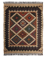 Tapis Kilim en Jute et Laine de Qualité Supérieure, Tissé à la Main, Aspect Vintage Antique, Écologique et Durable, Idéal pour la Décoration du Salon