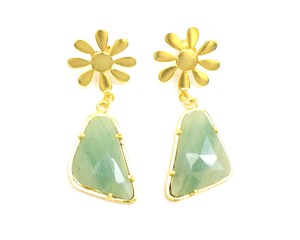 Vente chaude Amazonite Plaqué Or Pierres Précieuses Boucles D'oreilles Ensemble À La Mode Bijoux Faits À La Main Pour Les Femmes Plaqué Or Boucle D'oreille - Product Image 4