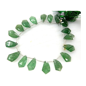 Cuentas de Cuarzo Fresa de Primera Calidad, 18 Piezas, Facetadas en Verde, Forma de Briolette, 7x14-9, Formas Elegantes, Tamaños de Piedra de 4mm y 6mm, Cuentas de Piedras Preciosas - Product Image 1