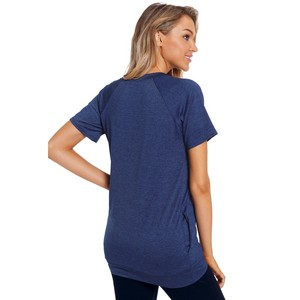 High Quality Women Casual Short Sleeve T Shirts With Pockets Female Clothes Solid Color O Neck Slim Fit <b>Top</b> T-Shirts - Product Image 4