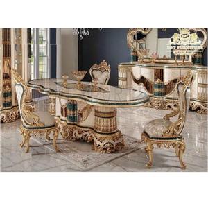 Mueble de comedor tallado pesado de estilo francés, mueble de comedor de lujo de 4 plazas de estilo italiano - Product Image 1