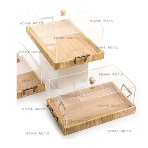 Bandeja de madera para servir con asas de cuerda Juego de 2 Bandejas para servir té y café de diferentes tamaños a un precio asequible - Product Image 5