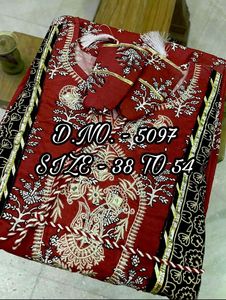 Vestido largo de rayón con estampado para mujer, traje largo de algodón Anarkali con bordado pesado, elegante, sin trabajo, de Royal Export - Product Image 4