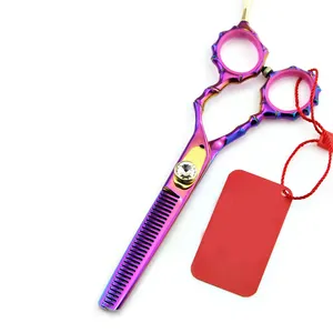 2024 Pakistan Made For Customized Logo Printed With Pet Grooming Thinning Pet Beauty Chunker Ring Hole Scissors