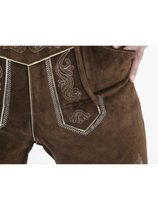 Custom Designed <b>Men's</b> Bavarian Oktoberfest Lederhosen Brown Bavarian <b>Shorts</b> Embroidery Latest German Canvas Bavarian Pants - Product Image 5