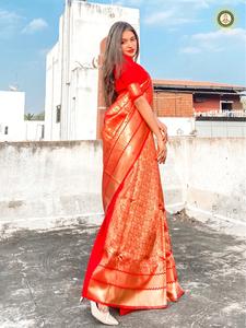 Sarerie de mariée style sud-indien, en soie, magnifique produit chaud, riche Minakari, palu, avec tissage de travail indien, 2022 - Product Image 4