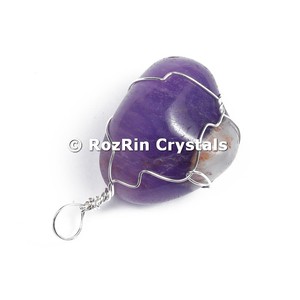 Natural look Semiprecious Amethyst Wire <b>Wrap</b> Pendant - Product Image 2