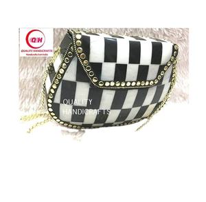 2022 Hot Selling Women Summer Beach Brass Round Handbag/Clutch/<b>Ladies</b> Purse with Cover Closure Beading India Quality Handicrafts - Product Image 1