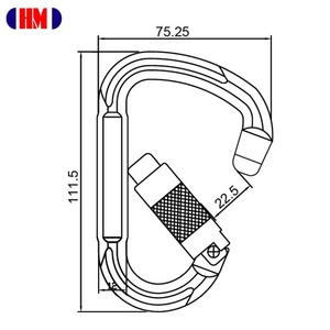Mosquetón de aluminio con cierre giratorio de 25 kN para deportes al aire libre y escalada en roca con certificación CE UIAA - Product Image 1