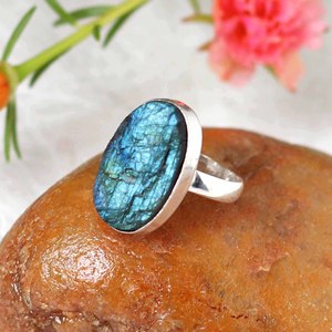 Bague de mariage en pierre naturelle classique pierre de lune Labradorite Druzy Quartz tranché Druzy Agate bijoux en pierres précieuses avec boutons pour les fêtes - Product Image 3