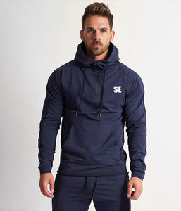 Sudadera con capucha para hombre, con media cremallera, color liso, talla grande, venta al por mayor - Product Image 2