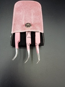 Pinzas para Extensión de Pestañas AL FARDAN de Acero Inoxidable Duradero, Color Rosa Bebé, con Logotipo Personalizado, 45 y 90 Grados, Punta Puntiaguda para Volumen de Pestañas - Product Image 4