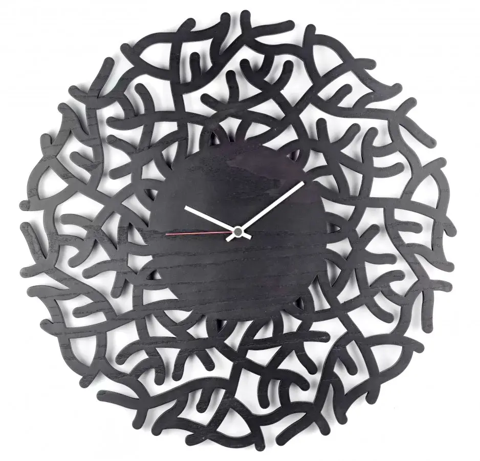 高級ブラックレーザーカット抽象ヴィンテージクォーツ壁掛け時計軽量魅力的な時計のカスタマイズが可能