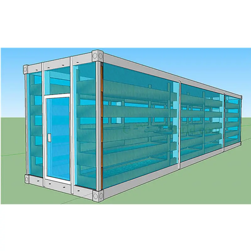 야외 휴대용 morden 20 ft 40 발 유리 성장 농장 저장 배송 컨테이너 온실 캐나다 판매