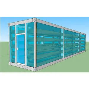户外便携式morden 20 ft 40英尺玻璃种植农场储存航运集装箱温室加拿大出售