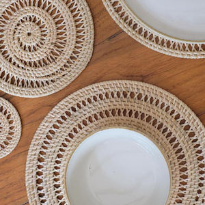 Unique <b>Set</b> Rattan Shell Spiral <b>Placemat</b> Wall Hanging Decor and Coaster for Table in Vietnam Wholesale - Product Image 4