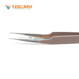 Pince à épiler TEEJAY Lady Angular pour extensions de cils, en acier inoxydable rose poudré, à pointe lisse, pour volume, nouvelle pince à cils 12 cm - Product Image 4