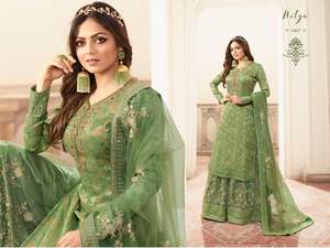 Kembo — Kameez en soie avec des broderies multiples, chef de travail en pierre, Jacquard, point de broderie Zari - Product Image 4