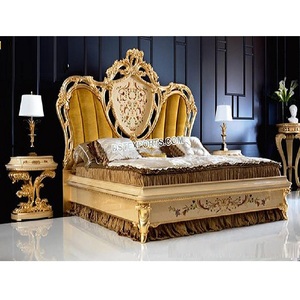Fabricante de camas de madera reales y Premium Diseño de mariposa dorada Cama de madera de teca Cama doble de madera de teca Maharaja en DST Exports - Product Image 1