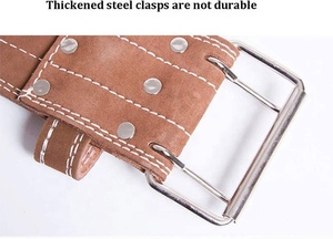 Cinturón de gimnasio de cuero de ante personalizado al por mayor para Fitness hebilla de doble punta cinturones de levantamiento de pesas resistentes para levantamiento de pesas - Product Image 6