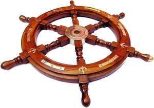 Premium 12 pouces nautique marin fabriqué à la main en laiton en bois bateau roue luxe cadeau décor pour bateau mur signes bois artisanat - Product Image 2