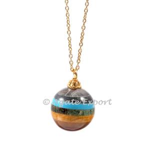 Acheter en ligne pendentifs boule collée Chakra avec pierres précieuses - Product Image 2