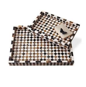 Bandeja de Nácar con Asas de Madera, Hecha a Mano en India, Tamaño Personalizado, Certificada por EPCH, para Uso Doméstico - Product Image 2