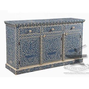 Bone & Inlay Blue Sideboard With Storage Cabinets