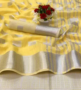 New Fashion Đảng Mặc Banarsi Lụa Saree Với Áo Piece Ấn Độ Phụ Nữ Mặc Sari Giá Rẻ Giá Thấp Bán Buôn Surat