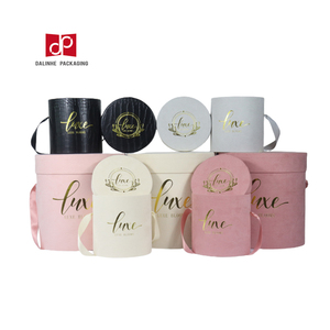 Customized Luxury Waterproof Velvet Flower Packaging Boxes Wedding Rose Round Flower Gift Box