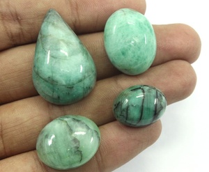 Wholesale Manufacture of Natural Green Emerald Loose Gemstone Smooth Pear & Oval Shape Cabochons <b>Stone</b> Beads for Jewelry Making - Product Image 2