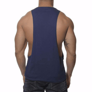 Damen Maßgeschneidertes Streetwear Marineblau Spandex-Polyester Atmungsaktives Schnelltrocknendes Digital-Print Muskel-Fit Stringer Gym Tanktop - Product Image 2