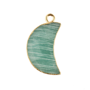 Amazonita verde de alta calidad natural 10X18mm conector latón 24K oro galvanizado forma de media luna hallazgos conectores colgantes - Product Image 1