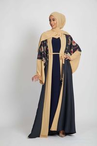 Abayas longues de style kaftan en polyester de couleur unie pour femmes musulmanes modernes du Moyen-Orient, Dubaï, Turquie, Mega Impex - Product Image 2