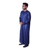 Thobe pour homme à manches longues en coton, longueur au sol, col montant, style modeste, couleur unie (blanc, noir, gris), style Moyen-Orient