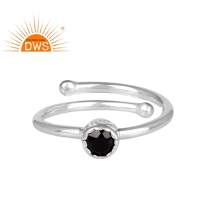 Bague en pierre précieuse naturelle ronde et noire, vente en gros de bijoux en argent indien, vente en gros - Product Image 1