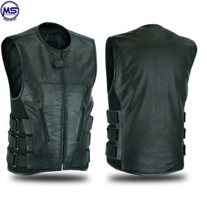 Prix réglable pour couleur verte solide et style différent avec poches à fermeture éclair pour gilet en cuir réversible pour hommes - Product Image 3