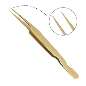 Pince à cils en acier inoxydable en grande quantité avec logo personnalisé pointe en fibre pointue outils de beauté de marque privée - Product Image 1