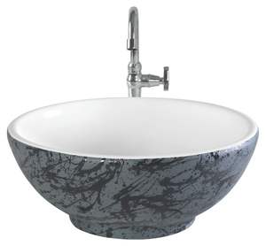Lavabo de table en céramique marron au design moderne en forme de galet, modèle 8120, avec fonctionnement automatique, 570x330x140mm, pour salle de bain - Product Image 4
